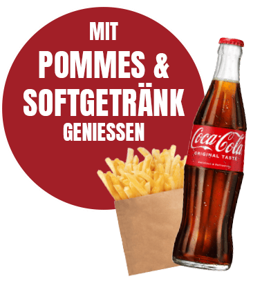 Mit Pommes und Softgetränk Burger im Menpü genießen